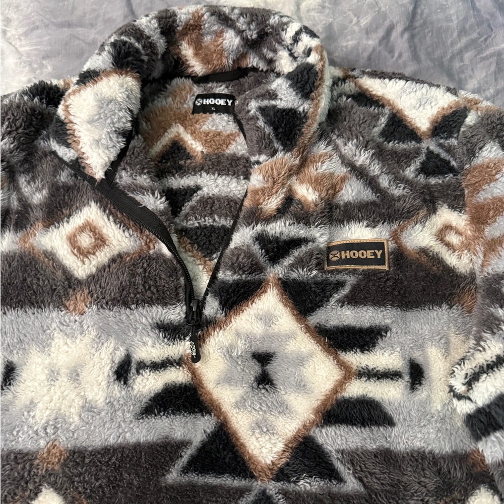 Hooey Aztec Sherpa Pullover in Brown, Black & Cream